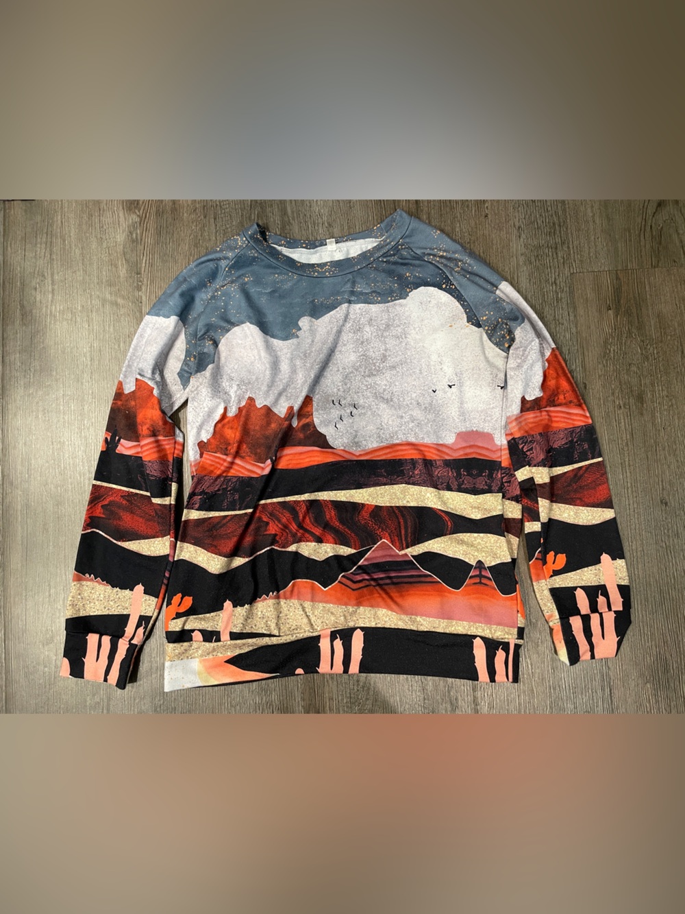 Abstract Desert-Print Pullover Sweatshirt - Multicolor